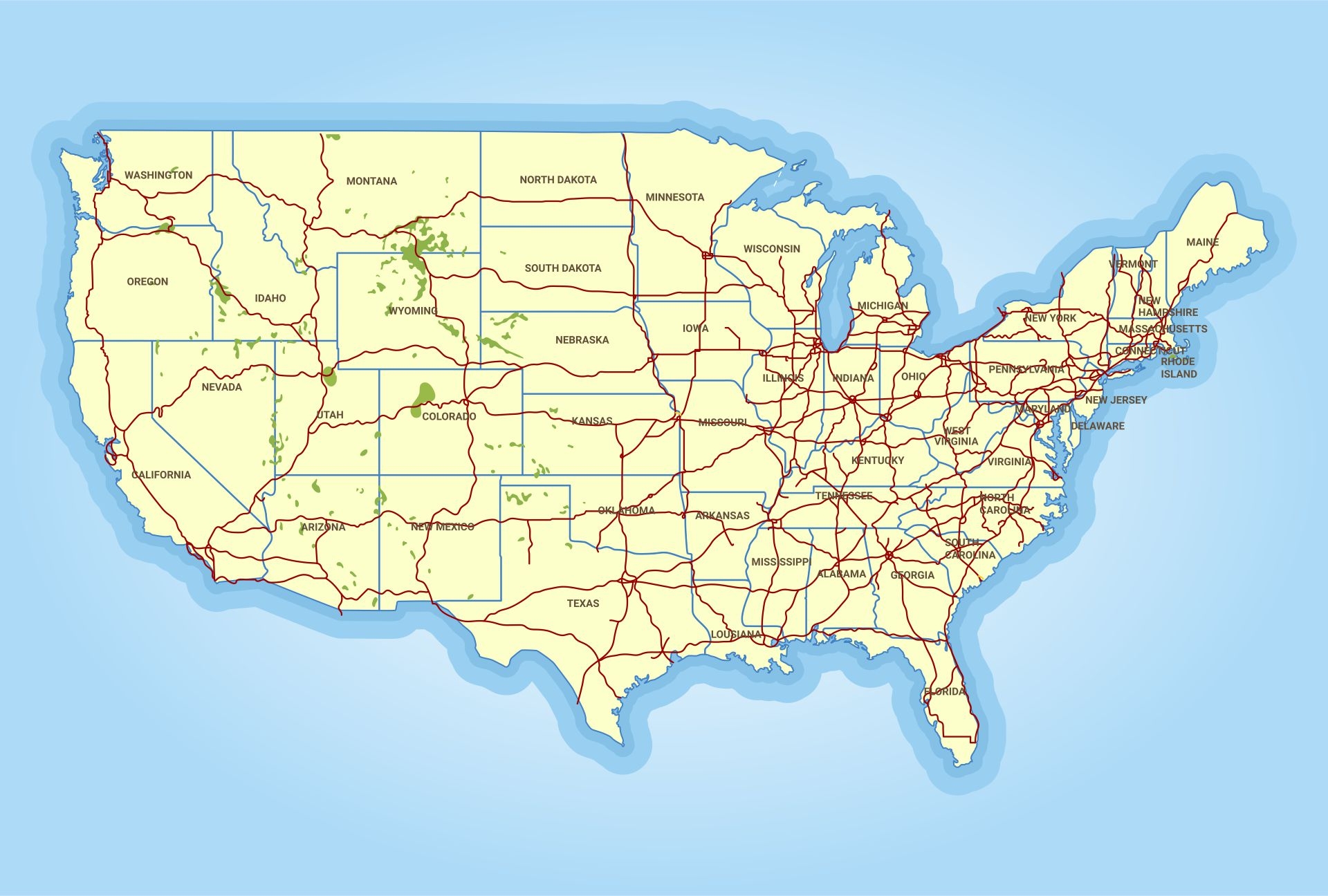 USA Road Map Printable