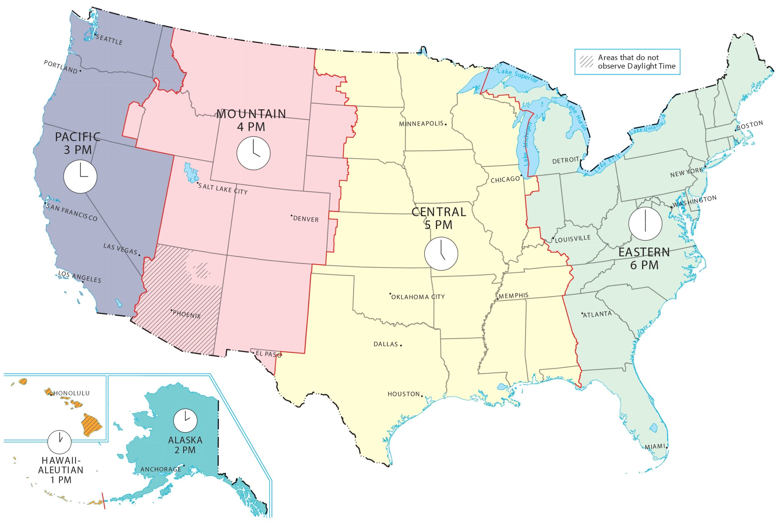 Free Printable Time Zone Map USA States