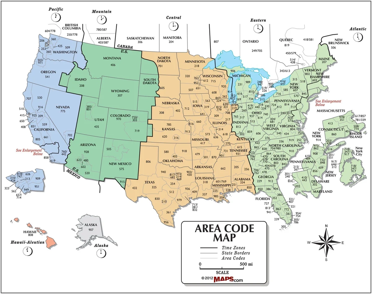 Printable USA Map Of Time Zones