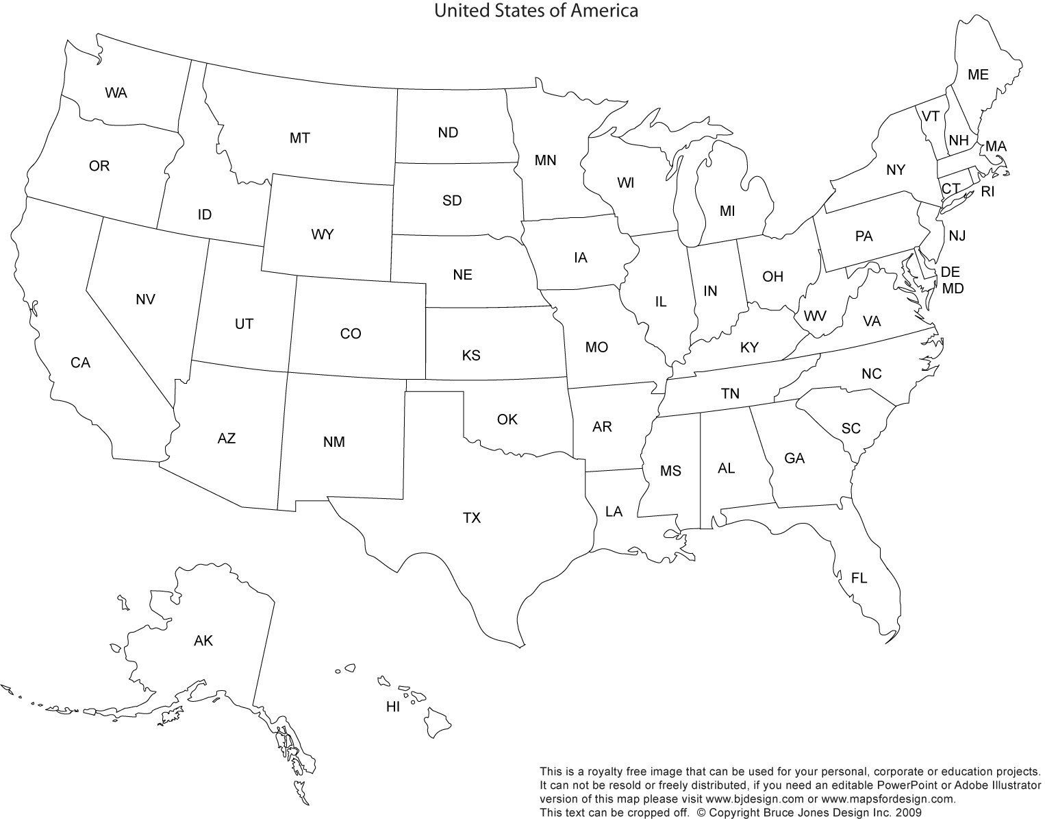 Printable Map Outline Of USA