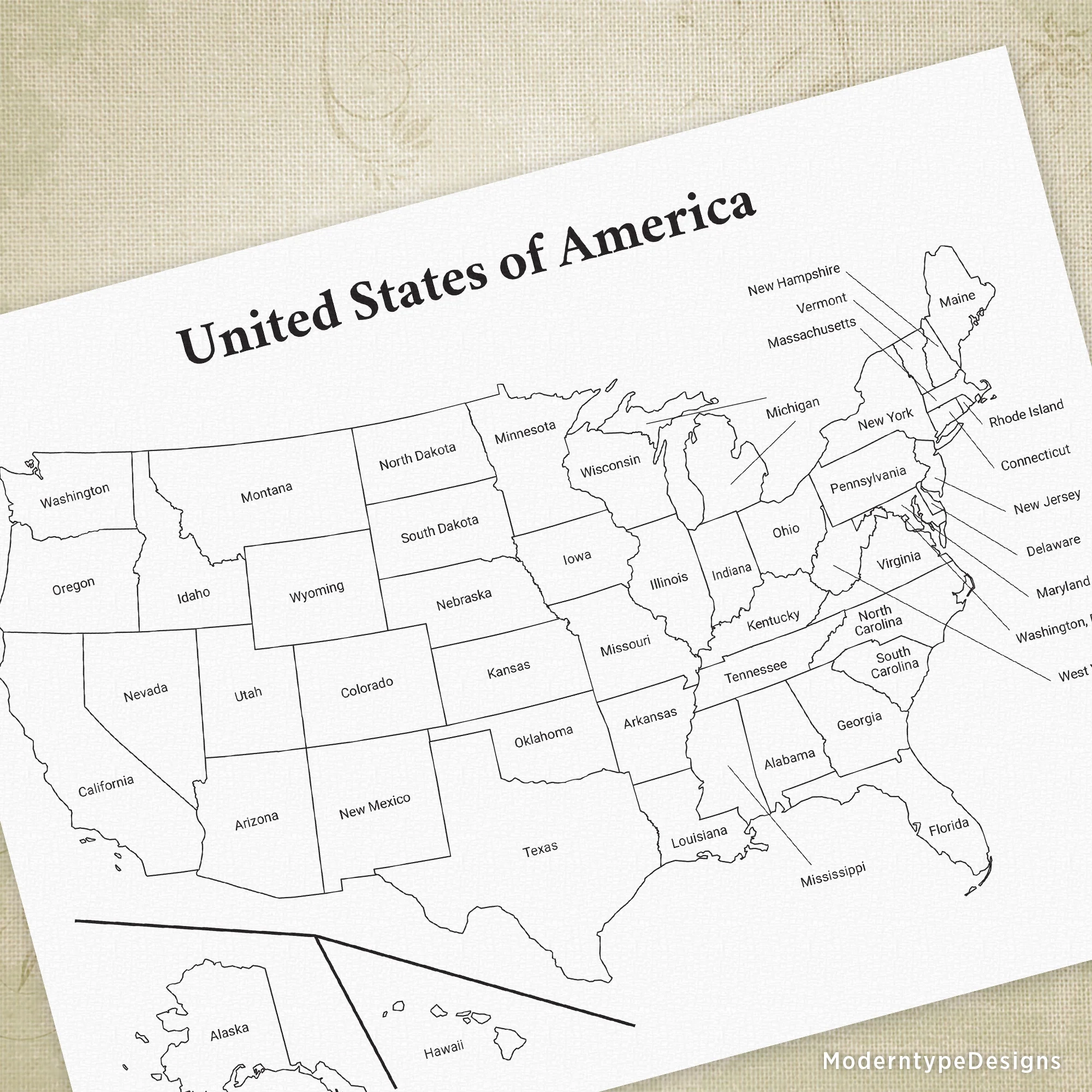 USA Regional Map Printable