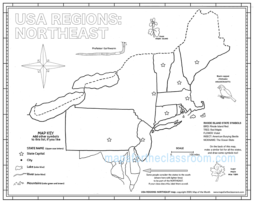 Printable East Coast Blanket States Map