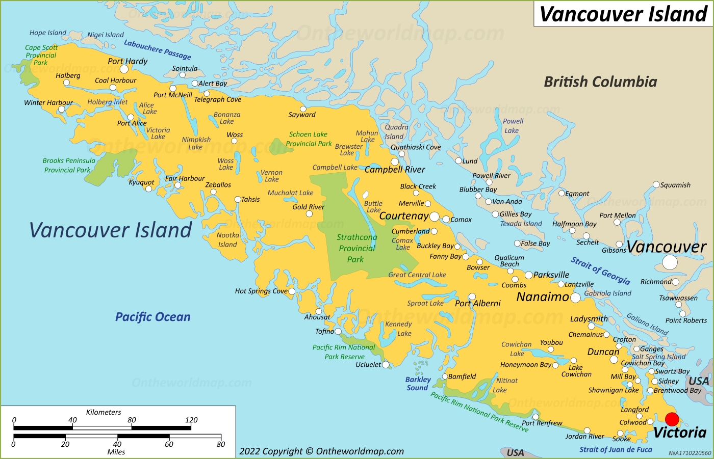 Printable Map Of Vancouver Island Bc Canada