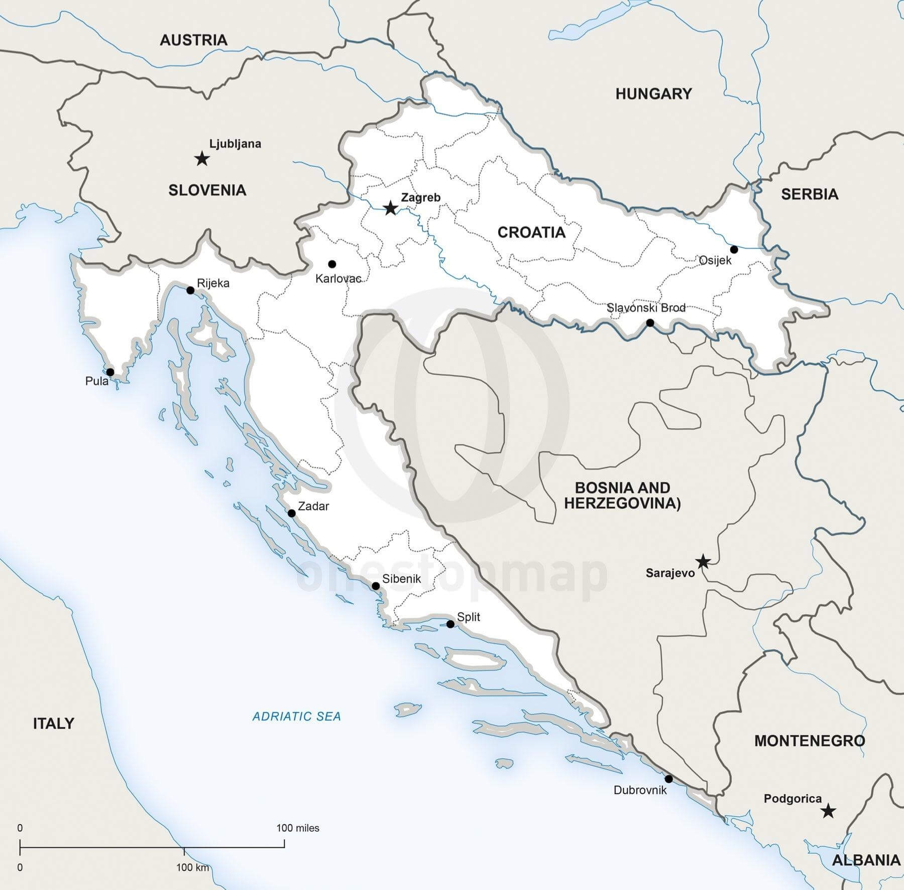 Map Of Croatia Printable