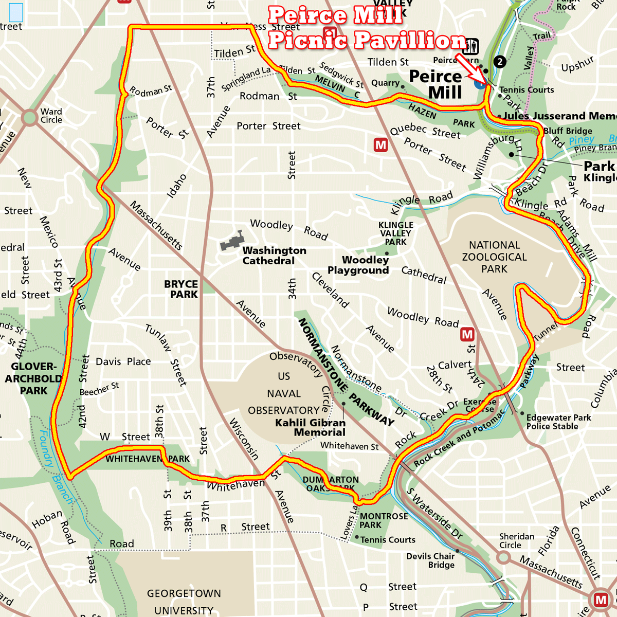 Printable Map Of Glover Archbold Park