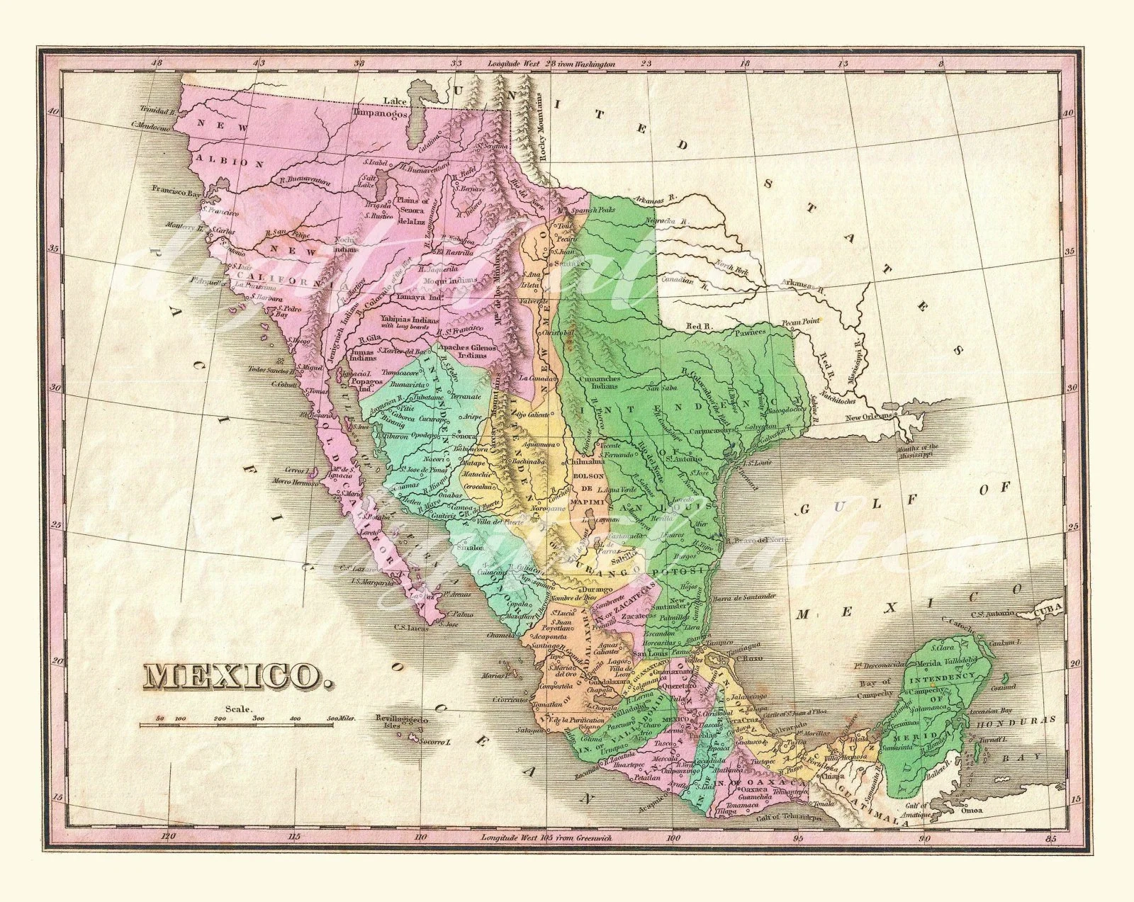 Printable Vintage Mexico Maps
