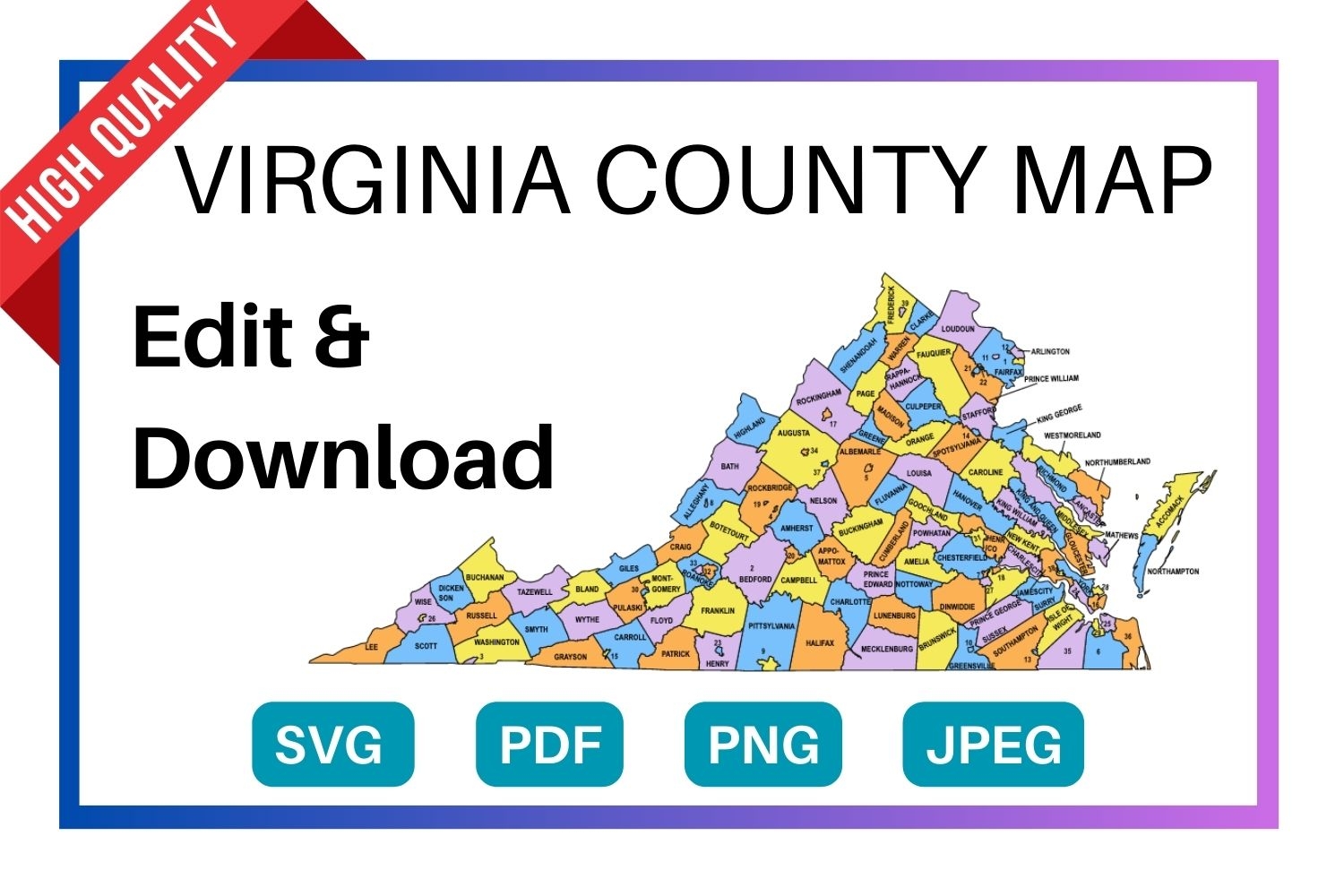 Printable Virginia County Map