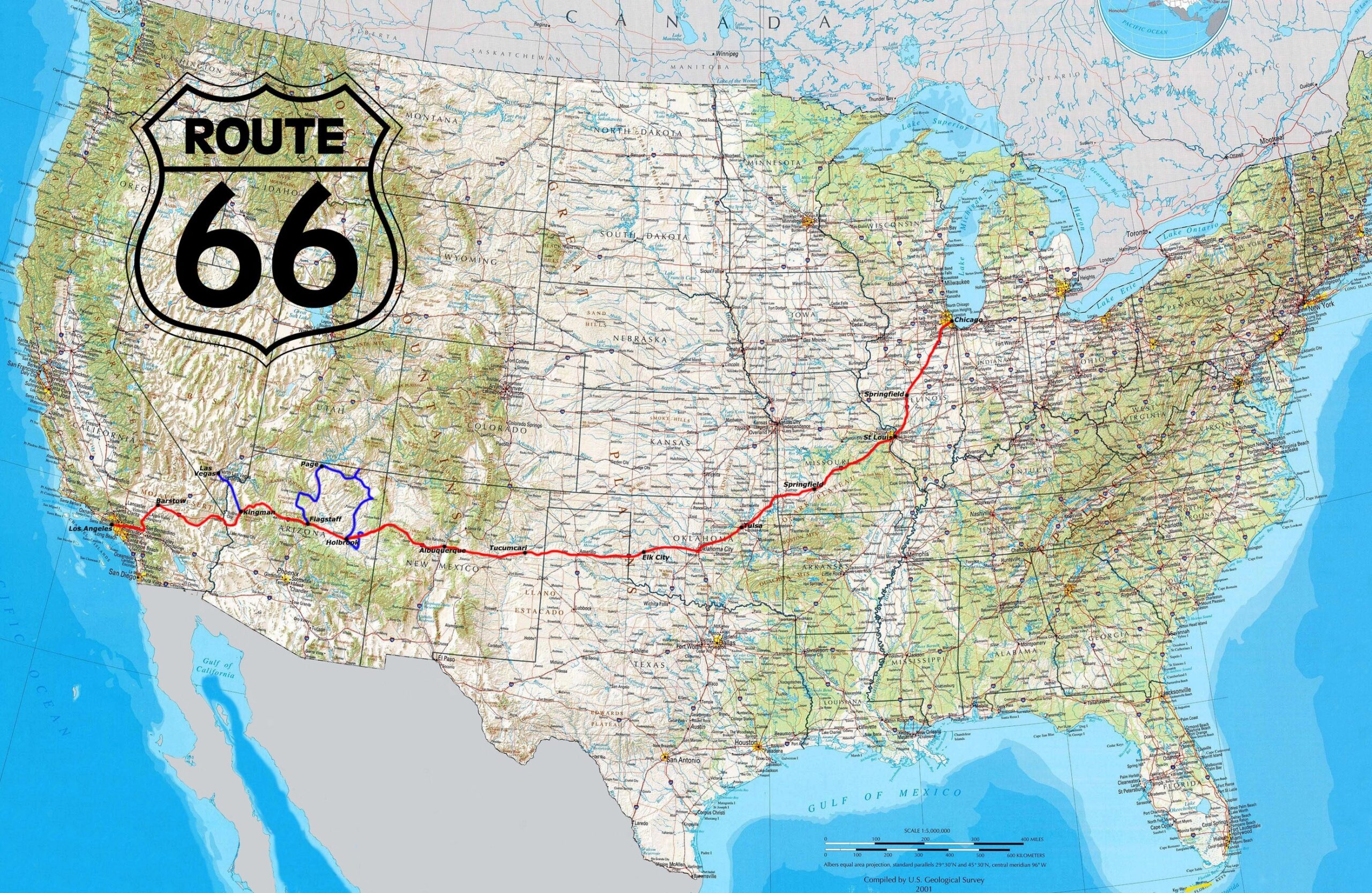 Printable Map Of Route 66 USA