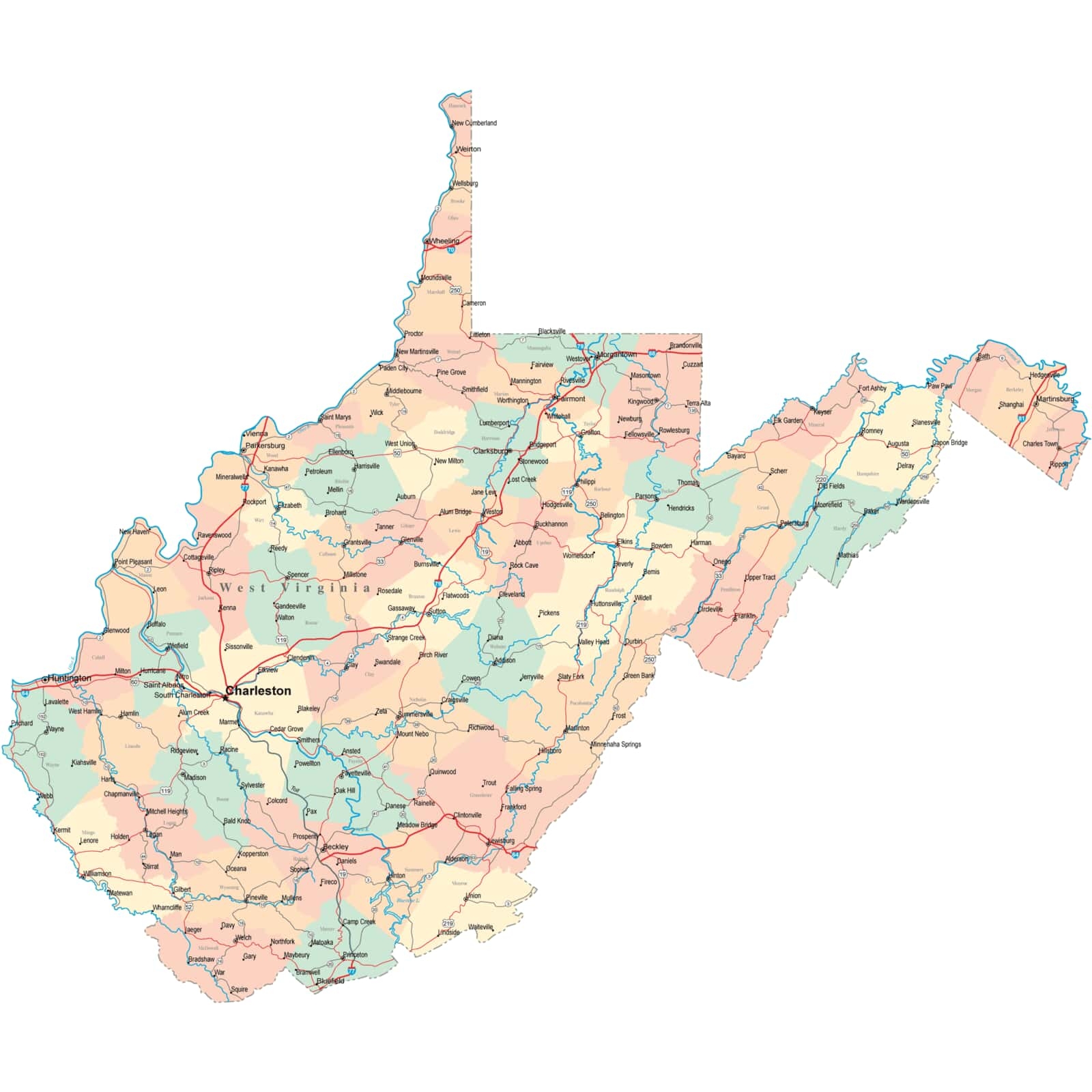 Printable Road Map Of West Virginia