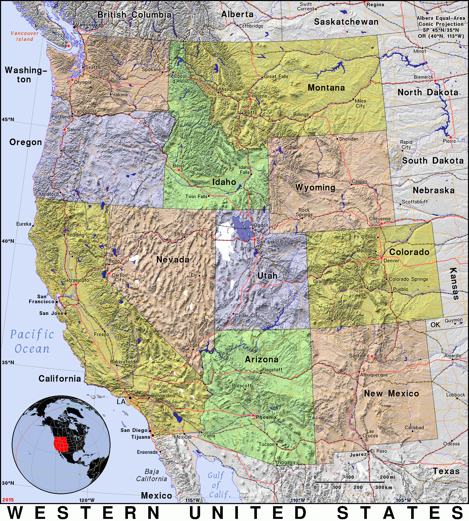 Printable Map Of Western States USA