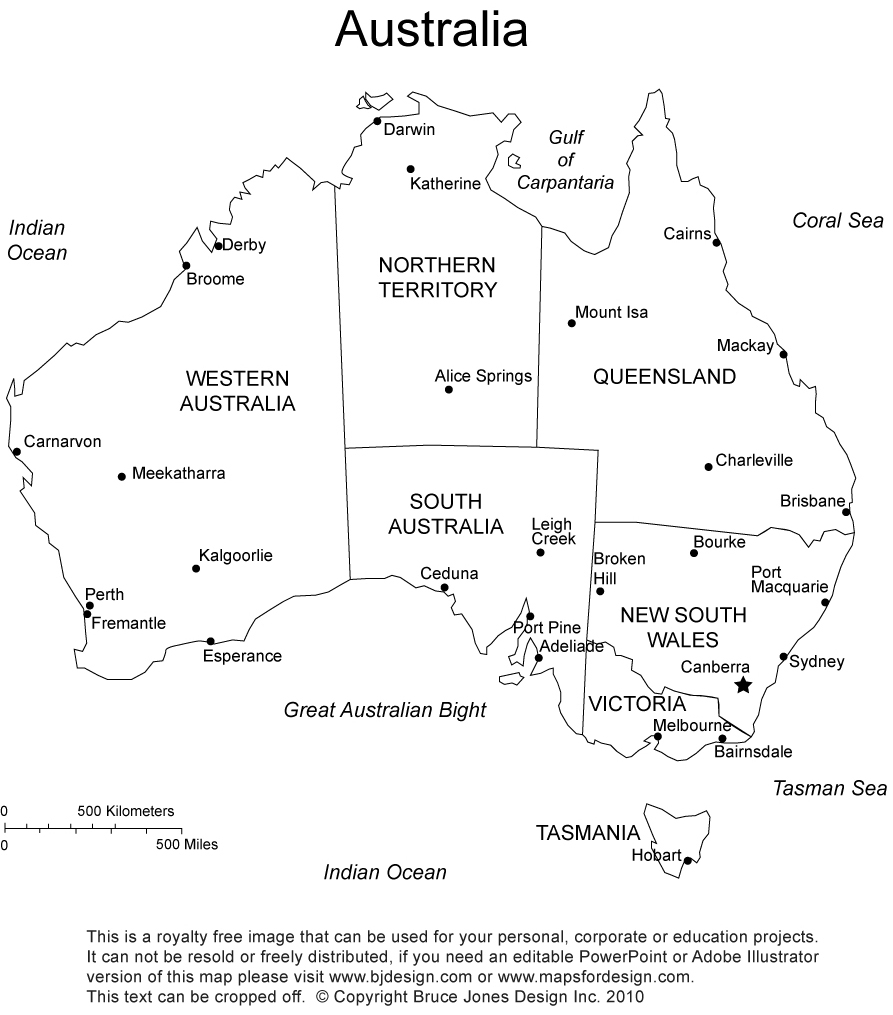 Printable Map Of Australia For Kids