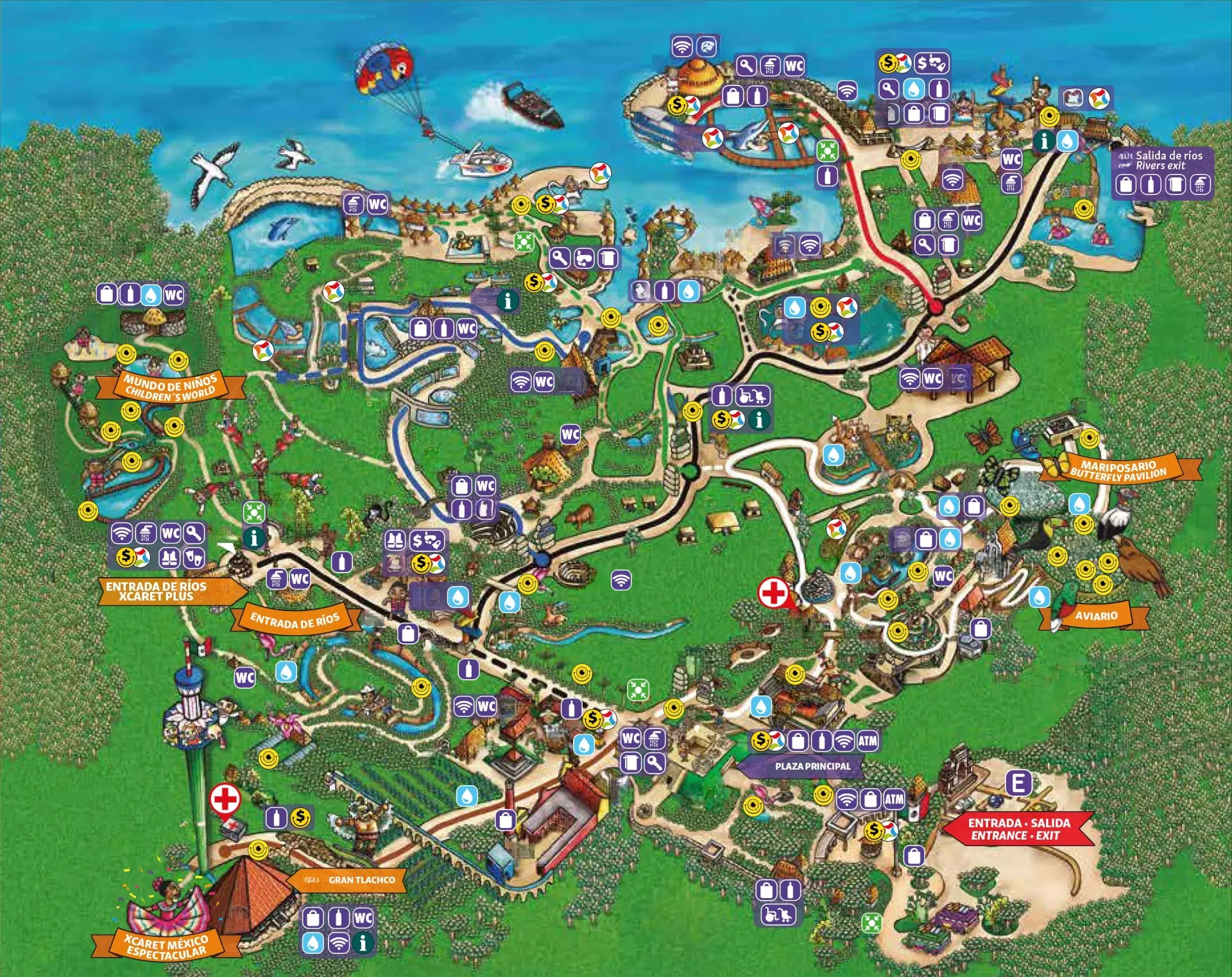 Xcaret Printable Map